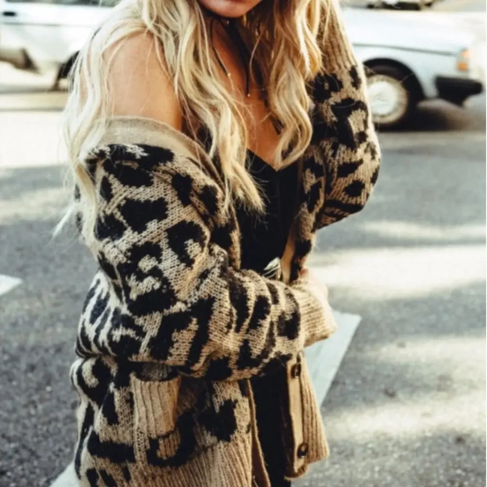 Wildfox Roar Leopard Tilly Cardigan Button Up Sweater